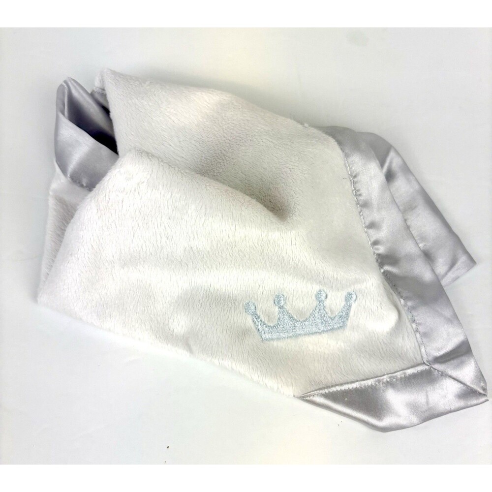 Baby Aspen Little Prince Crown Security Lovey White Silver Satin Trim NWOT